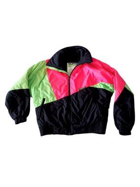 Sunice Vitage 90s Neon Colorblock Ski Snowboard Winter Jacket Mens M Pink Green